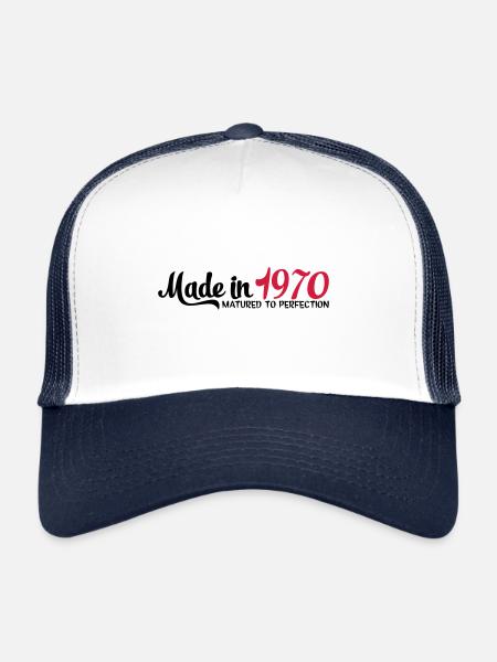 Fabriqué en 1970 - Casquette trucker  - blanc/marine - Devant