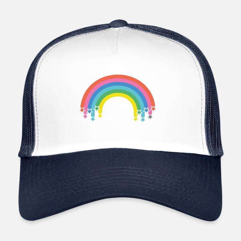 Arc-en-ciel avec étoiles - Casquette trucker  - blanc/marine