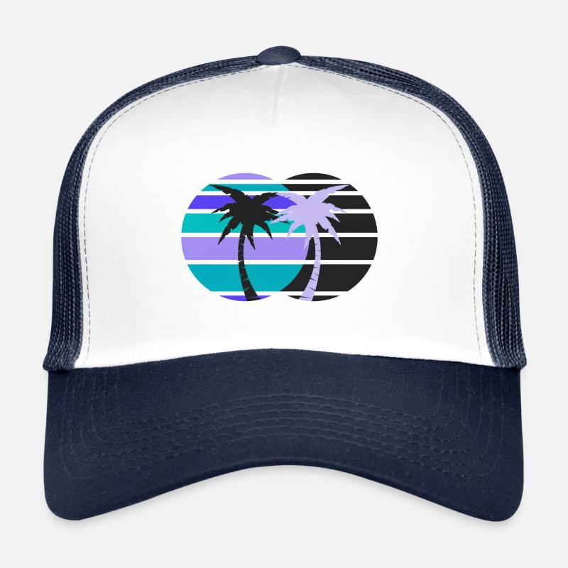 Vintage Palmen - Trucker Cap - Weiß/Navy