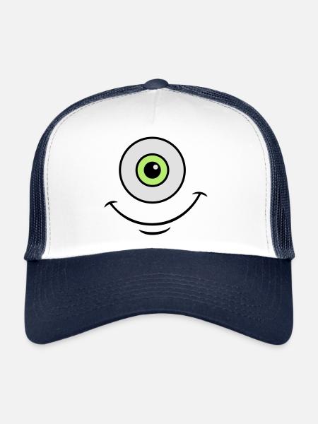 monster eye - Trucker Cap - white/navy - Front