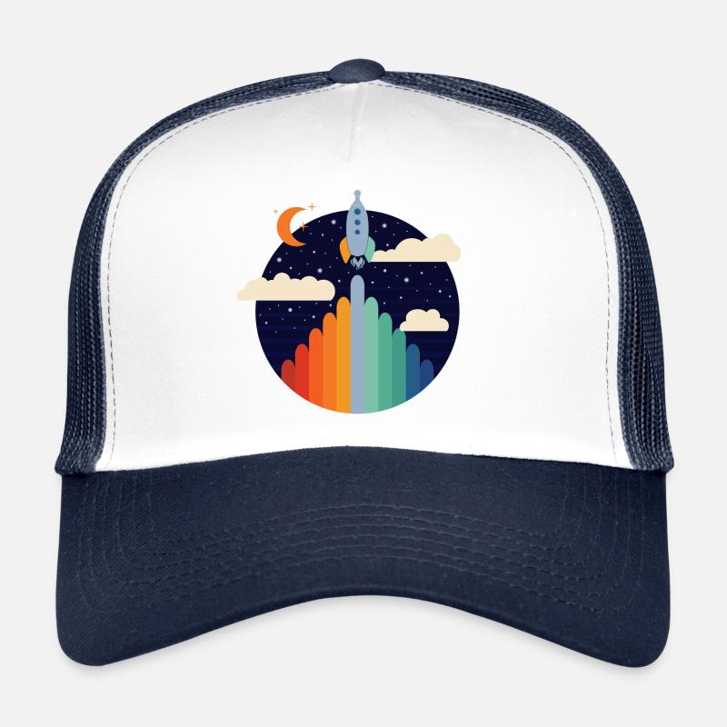 Fusée (Rayures Colorées, Cercle) Casquette trucker 
