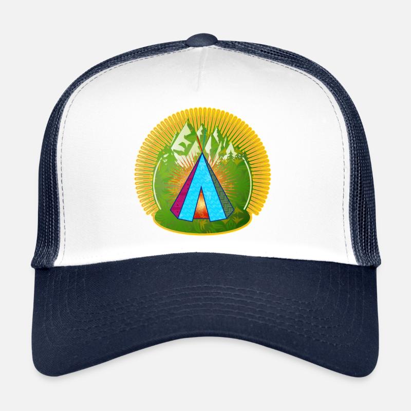 motley Indian tent teepee in the forest Trucker Cap