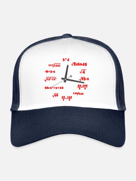 Colors can be changed | Math Clock - Trucker Cap - white/navy - Front