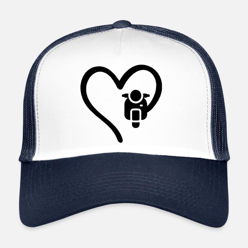 Motorroller Herz Scooter - Trucker Cap - Weiß/Navy