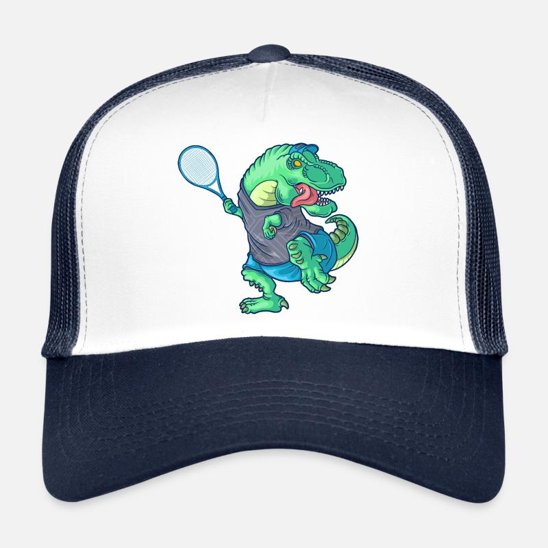 Tennis Saurus Dinosaur T-Rex avec raquette de tennis Casquette trucker 