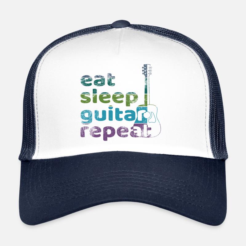 Eat Sleep Guitar Repeat - Trucker Cap - Weiß/Navy