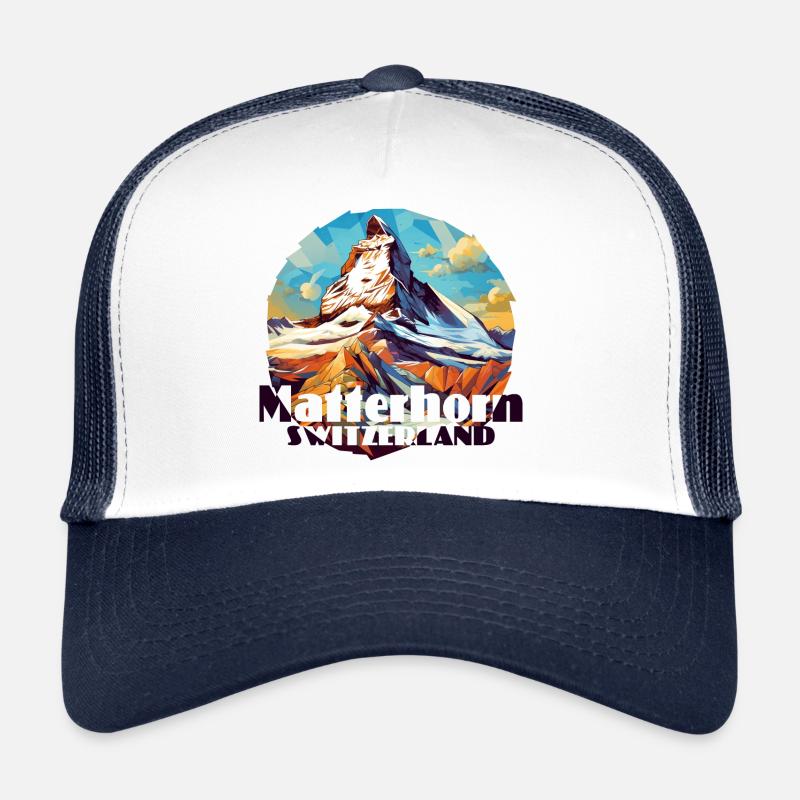 Matterhorn Zermatt Hiking Skiing Souvenir Trucker Cap