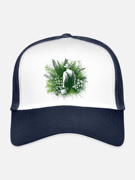 Chuchoteur de plantes - Casquette trucker  - blanc/marine - Devant