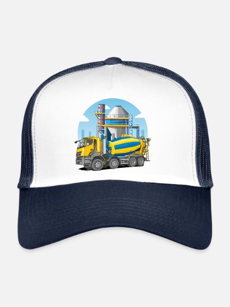 Concrete mixer in concrete plant - Trucker Cap - white/navy - Front