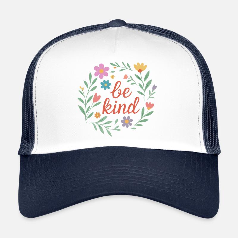 Sei freundlich Blumendesign - Trucker Cap - Weiß/Navy