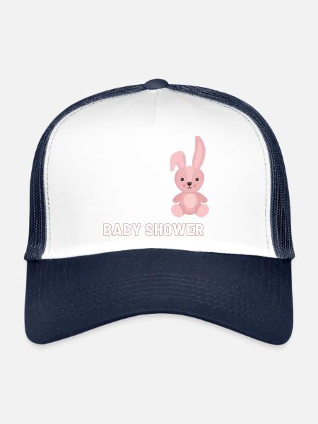 Baby Shower with Pink Bunny Design - Trucker Cap - white/navy - Front