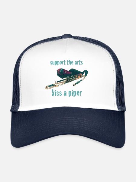 uilleann pipes - Casquette trucker  - blanc/marine - Devant