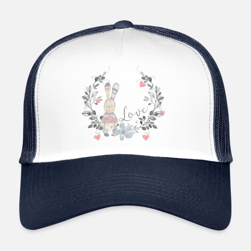 rabbit flowers | hearts bunny | Valentine's Day Trucker Cap