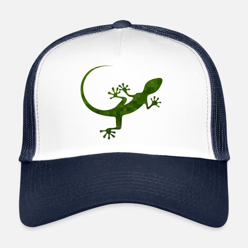 grüne Eidechse - Trucker Cap - Weiß/Navy