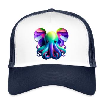 Colorful Rainbow Octopus - Playful Sea Art - Trucker Cap - white/navy - Front