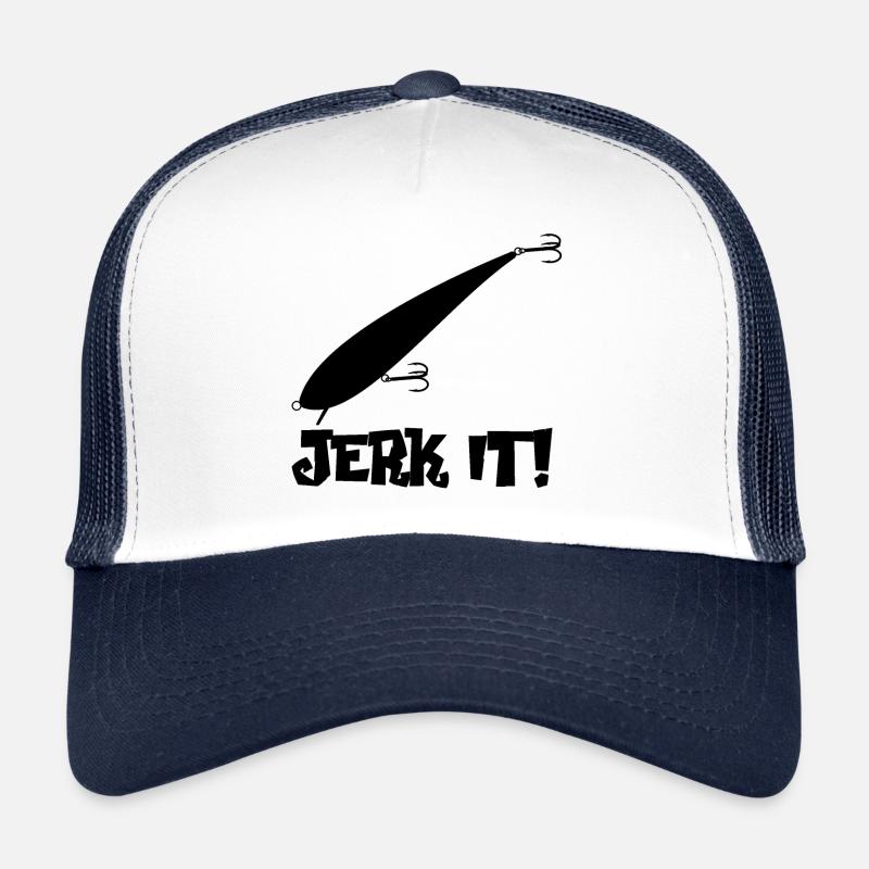 Jerkbait Angeln "Jerk it" schwarz - Trucker Cap - Weiß/Navy