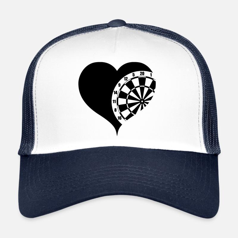 Dartscheibe mit Herz Dart - Trucker Cap - Weiß/Navy