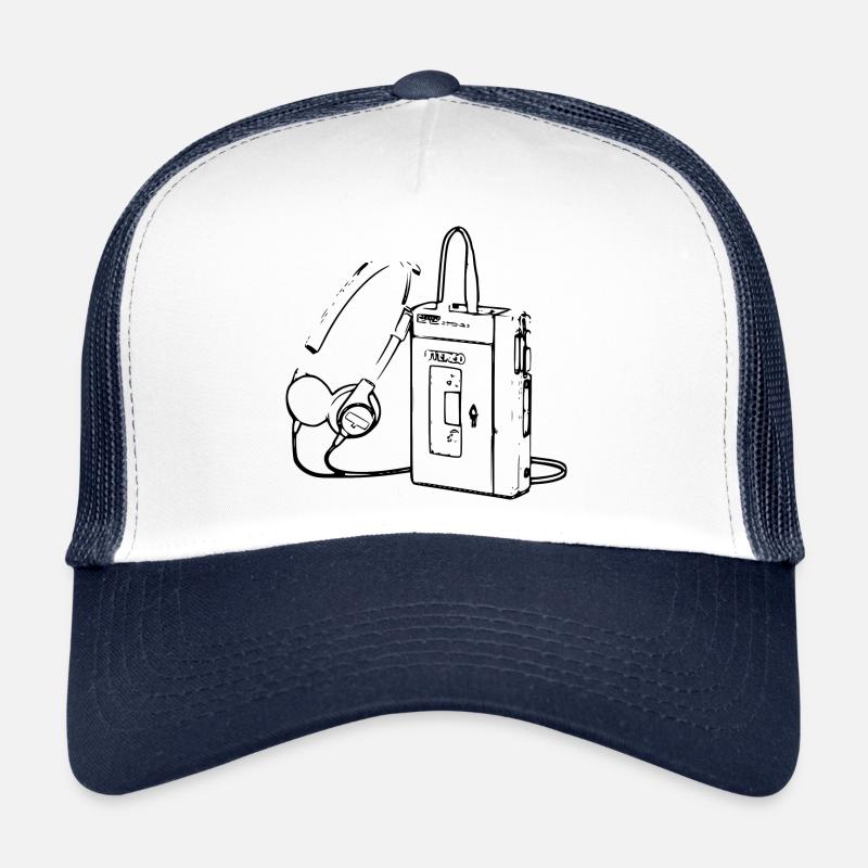 Retro Walkman Kassette - Trucker Cap - Weiß/Navy