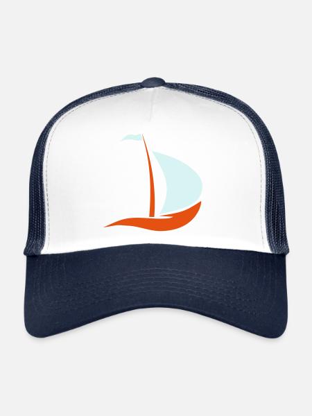 sailboat - Trucker Cap - white/navy - Front