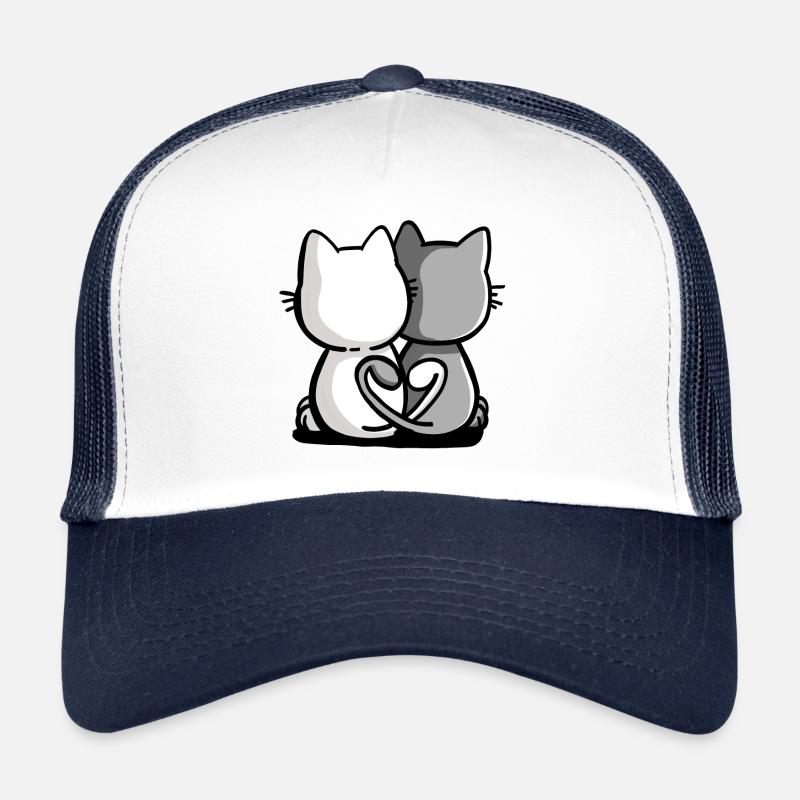 Süßes Katzen Paar I Partnerschaft I Beste Freunde - Trucker Cap - Weiß/Navy
