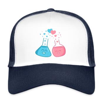 Les flacons chimiques bleus et roses ont une chimie - Casquette trucker  - blanc/marine - Devant