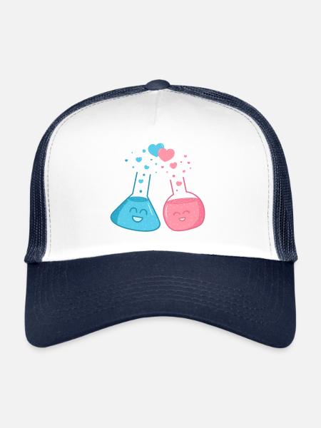 Les flacons chimiques bleus et roses ont une chimie - Casquette trucker  - blanc/marine - Devant