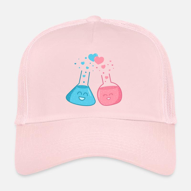 Blue and Pink Chemical Flasks Have Chemistry Trucker Cap