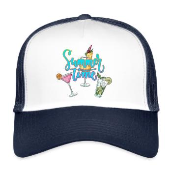 Summer Time - Cocktails - Trucker Cap - white/navy - Front