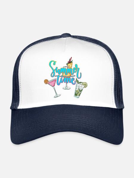 Summer Time - Cocktails - Trucker Cap - white/navy - Front