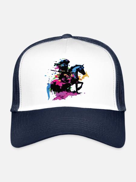 Rider Horse colorful - Trucker Cap - white/navy - Front