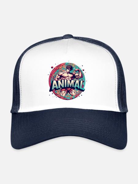 Style sauvage - Animal - Casquette trucker  - blanc/marine - Devant