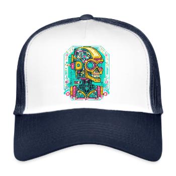 AI Robot Cyberpunk - Trucker Cap - white/navy - Front