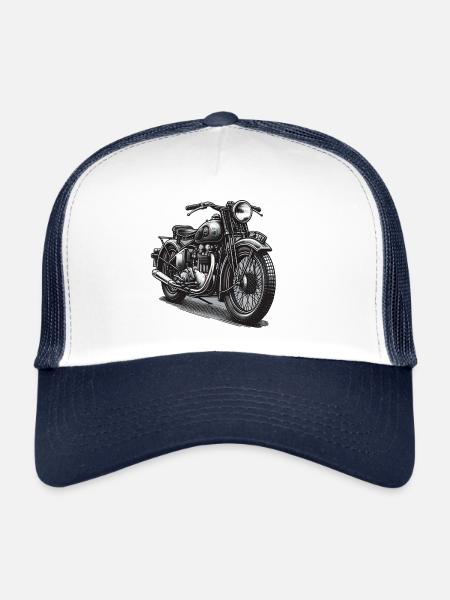Motorcycle Design - Trucker Cap - white/navy - Front