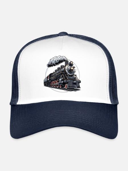 Steam Locomotive Graphics - Trucker Cap - white/navy - Front