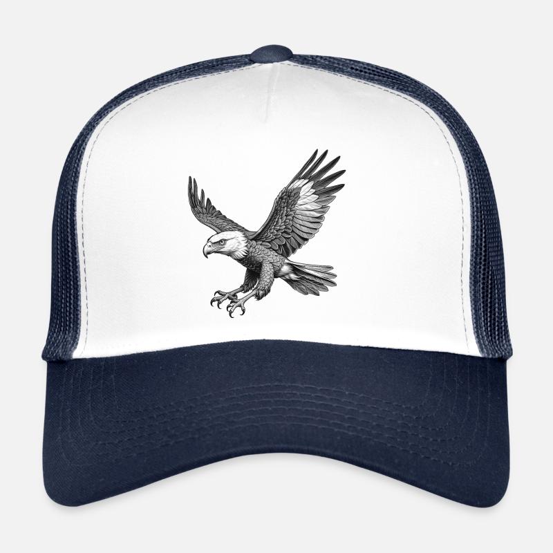 Fliegender Adler, Grafik - Trucker Cap - Weiß/Navy
