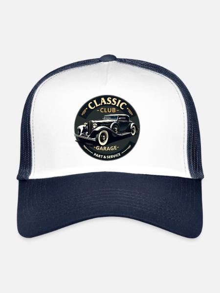 Classic Club Garage – Service de voitures anciennes - Casquette trucker  - blanc/marine - Devant