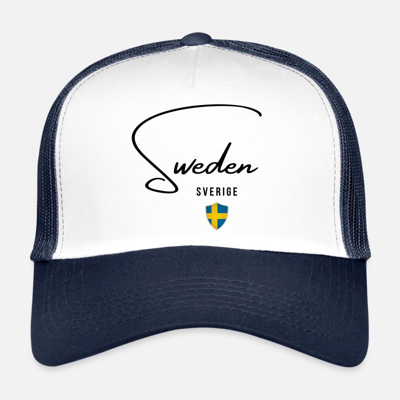 Flagge von Schweden, schwedischer Stolz - Trucker Cap - Weiß/Navy