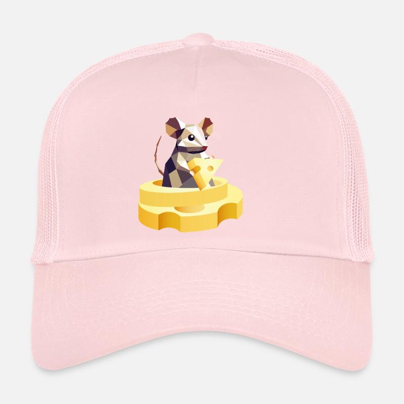 Souris joueuse tenant un gros morceau de fromage Casquette trucker 