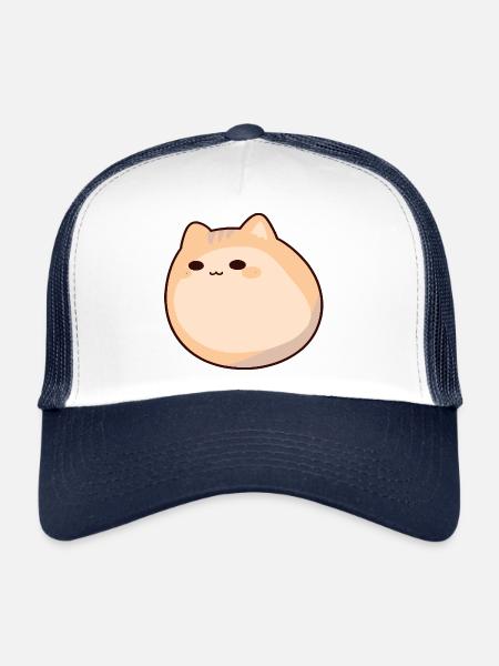 Blobby Cat - Bande dessinée pour animaux de compagnie mignons - Casquette trucker  - blanc/marine - Devant
