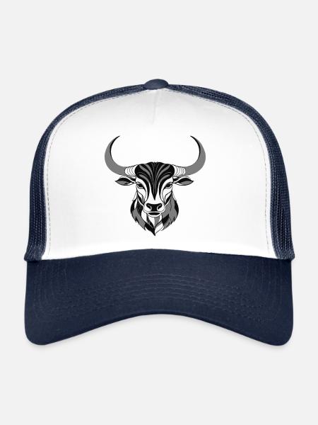 Taurus - Zodiac Sign Motifs - Trucker Cap - white/navy - Front