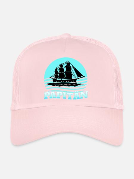 Papa Papitän Capitaine avec motif de navire - Casquette trucker  - rose pâle - Devant