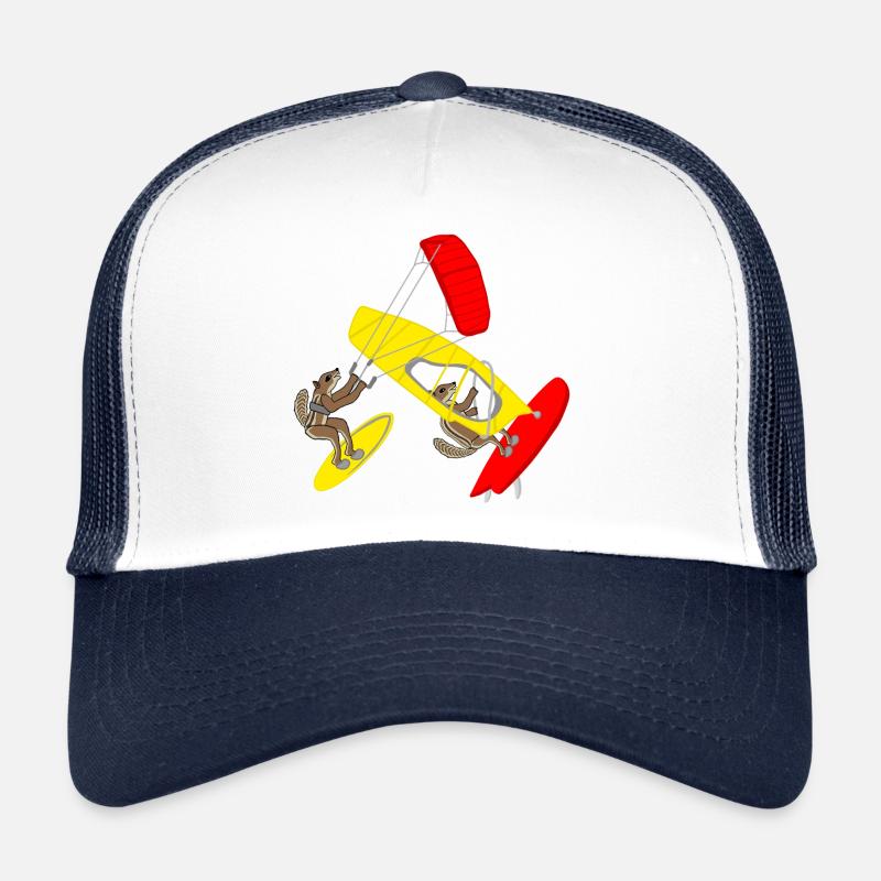 Atlashörnchen Surfen, Kitesurfen, Windsurfen - Casquette trucker  - blanc/marine