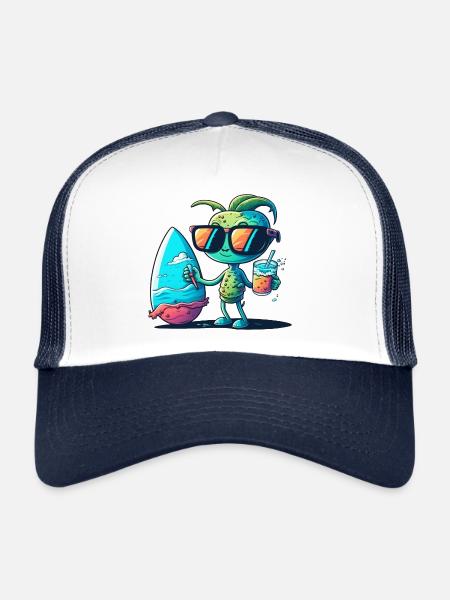 Sculpteur extraterrestre - Casquette trucker  - blanc/marine - Devant