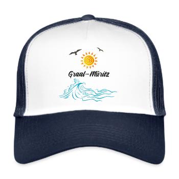 Design Graal-Müritz Welle - Trucker Cap - Weiß/Navy - Vorne