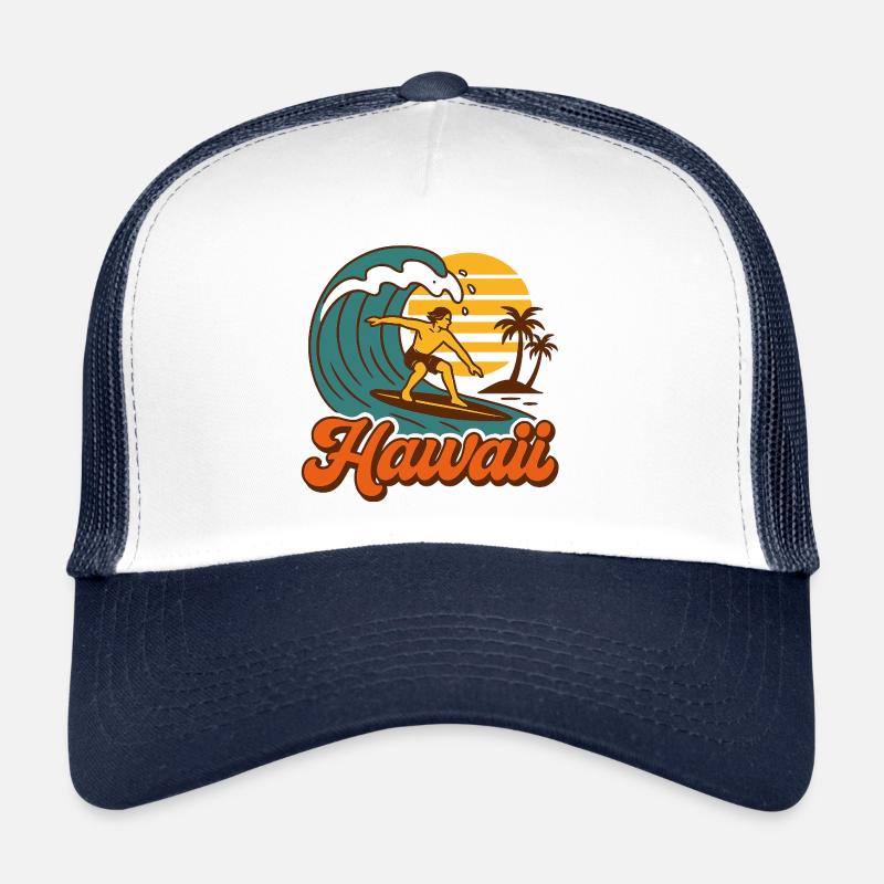 Retro Surfer Vibes – Hawaii Edition - Trucker Cap - Weiß/Navy