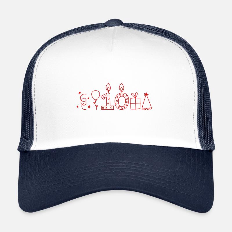 10 ans d'anniversaire - dix ans de joyeux anniversaire - Casquette trucker  - blanc/marine