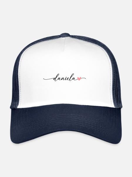 Daniela Nom Prénom Calligraphie Script - Casquette trucker  - blanc/marine - Devant