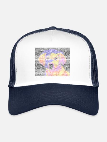 Texte portrait chien visage cadeau coloré cool - Casquette trucker  - blanc/marine - Devant