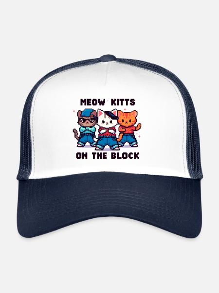 Meow Kitts On The Block - Trucker Cap - white/navy - Front