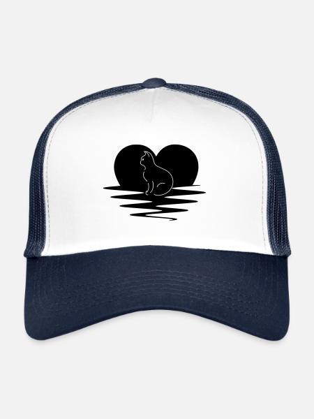 cat - Trucker Cap - white/navy - Front